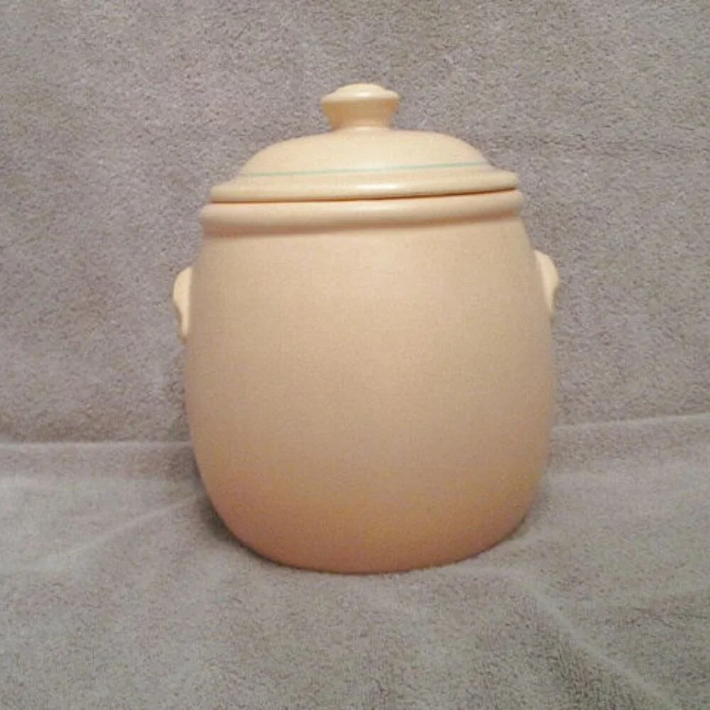 Vtg Treasure Craft Southwestern Cookie Jar 11” Barrel Canister Lid Adobe 80s USA